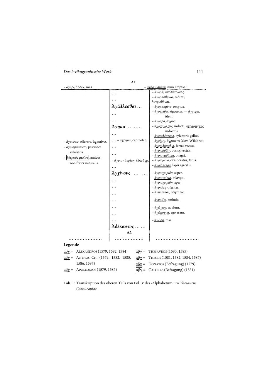 Druckseite 111 (Tabelle, Spalten oder Transkription)
